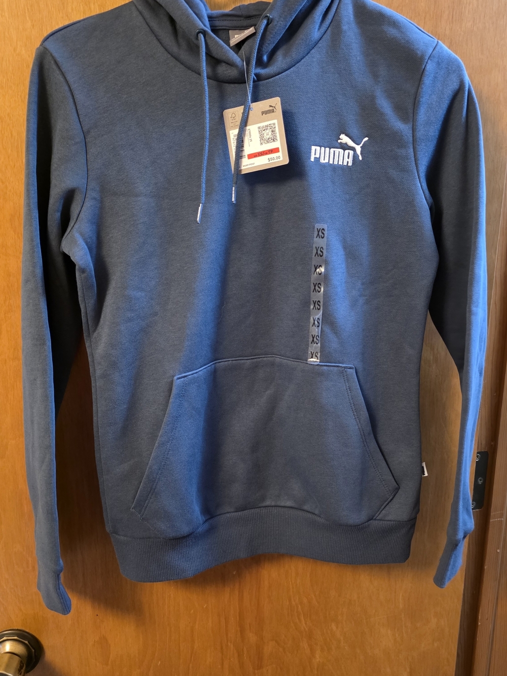 Puma Women's Navy Hoodie with White Logo